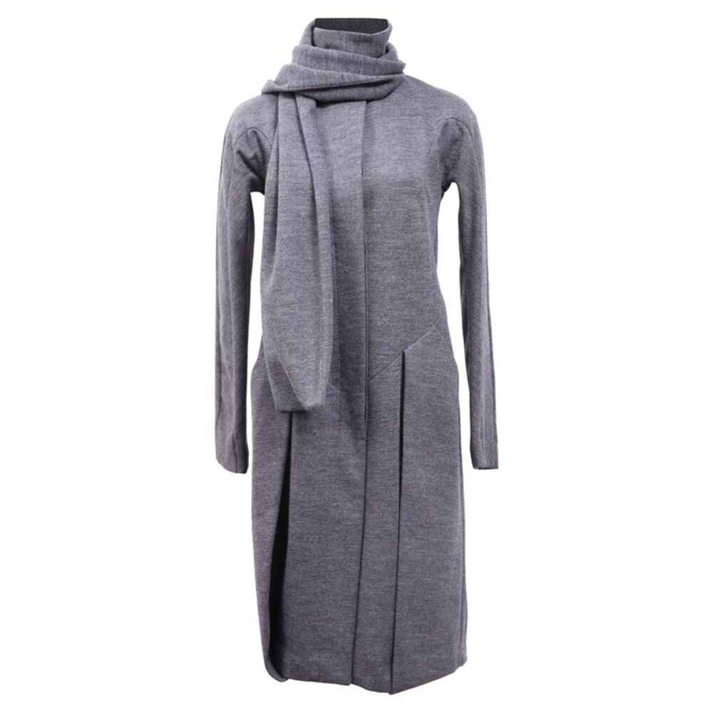 Neil Barrett Coat with Muffler in Grey Cotton